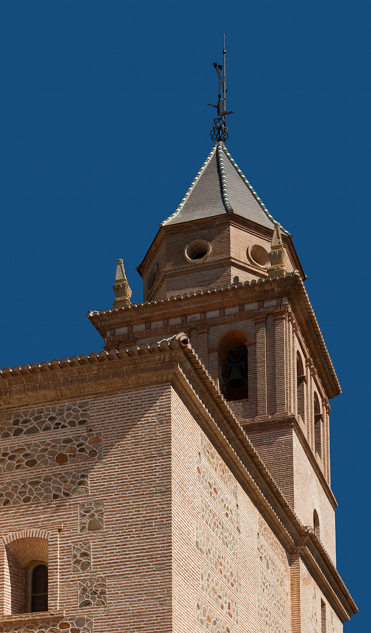 santa maria, alhambra, church, bell tower, granada, spain, monument
