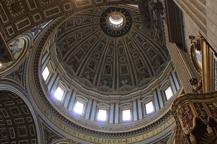 Petro bazilika, Vatikanas, kupolas, koplyčia, Mozaika, langas, šviesos