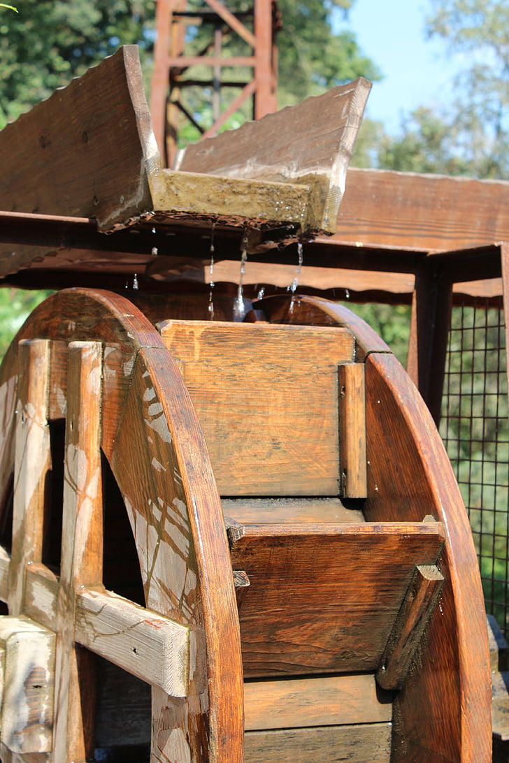 water, wheel, wet, vintage, old, wooden, mill