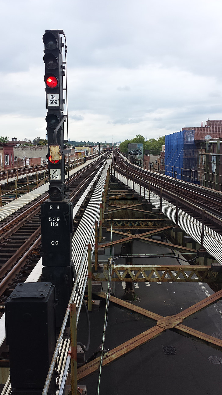 tracks, Metro, Brooklyn, vervoer, reizen, signaal