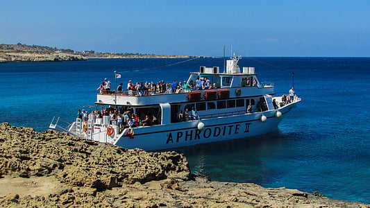 cyprus, cavo greko, cruise boat, tourism, vacation, lagoon, blue