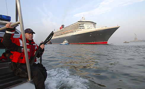 brod za krstarenje, Queen mary 2, Obalna straža sigurnost, pratnja, brod, sat, brod