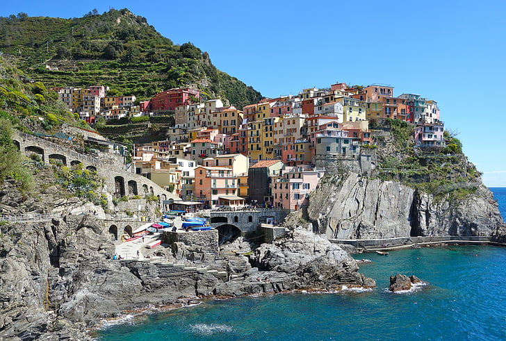 Italia, Manarola, Liguria, roca, mar, Mediterráneo, agua