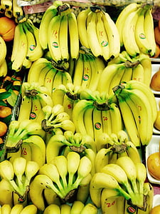 banane, žuta, tržište, voće, hrana, zdrav