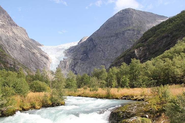 glacera, Noruega, l'estiu, vacances, natura, paisatge, verd