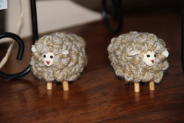 skåp, Little sheep, ull, trä - material