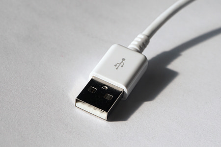 USB, cable d'USB, port d'USB, cable, que, connexió, endoll