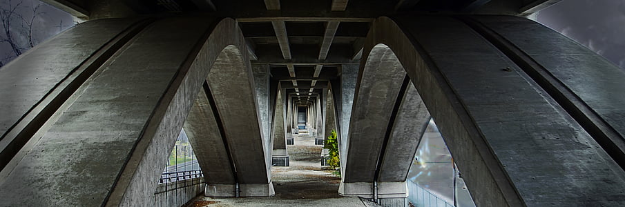picioare de pod, simetrie, Podul, urban, în interior, construit structura, arhitectura