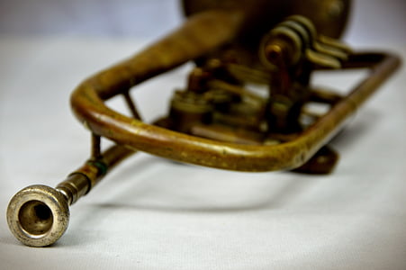 trompette, instrument, jouer, vieux, ancienne, antique, style rétro