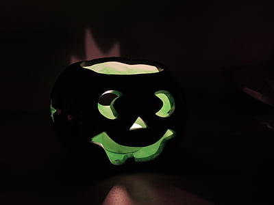zucca, verde, scuro, Halloween, autunno, a lume di candela, strisciante