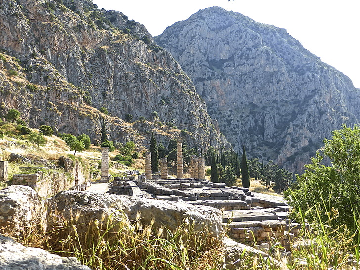 Delphi, griuvėsiai, paveldo, archeologijos, antikvariniai, šventykla, archeologija