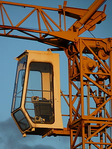 crane, driver's cab, high, technology, house construction, build, machine