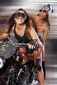 dievča, žena, emócie, kúzlo, Staroveké, Moto, motocykel