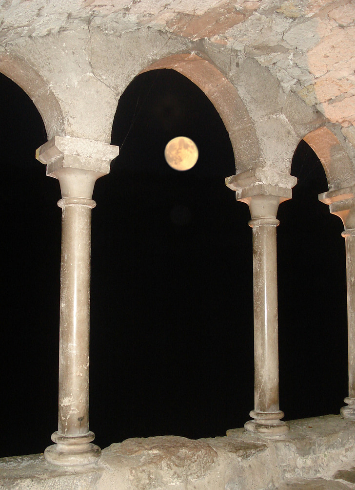 klooster, maan, Night Foto