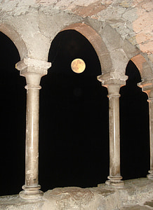 klášter, měsíc, noční Foto