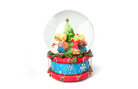 Рождество, Игровые часы, Снежный шар, Игрушки, Музыкальная шкатулка, музыка, Тедди