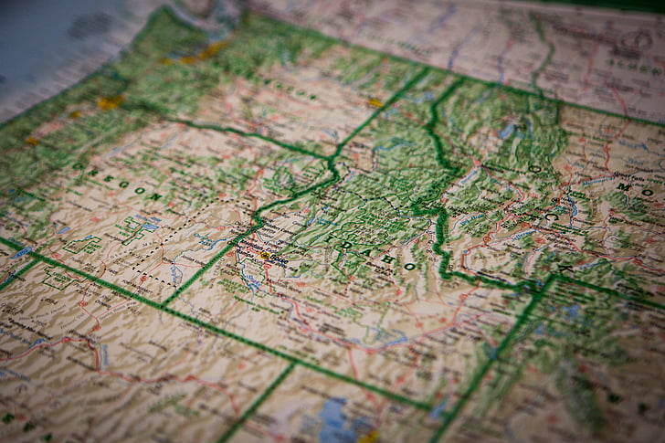 rokasgrāmata, Idaho, karte, navigācija, topogrāfijas, ceļojumi