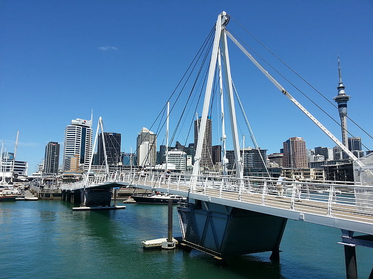 Naujoji Zelandija, Oklandas, Miestas, Miestas, tiltas, Architektūra, miesto peizažas