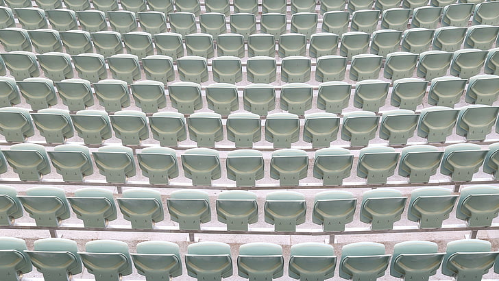 places assises, stade, vide, public, Arena, lignes, chaises