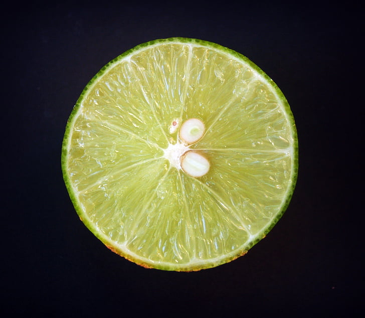 Lime, citron, skiva, grön, hela, vit, Leaf
