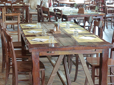 таблица, Корица, gedeckter маса, седалка, Inn, Ресторант, Прибори за хранене