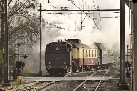 dies de tren de vapor, tren de vapor, vapor, pista del ferrocarril, -vehicle de tren, fum - estructura física, transport