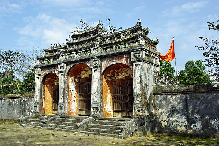 Vietnam, utbuad, Palace, Imperial, dörr, färg, högtalare