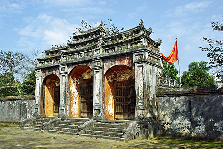 Vietnam, ausgebuht, Palast, Imperial, Tür, Farbe, Lautsprecher