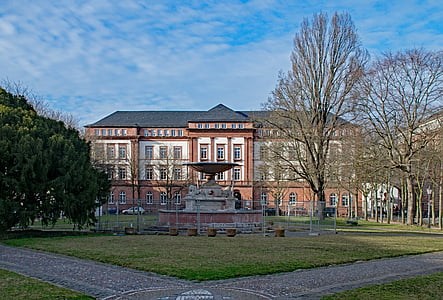 Darmstadt, Hesse, Tyskland, Mathilde plats, trädgård, Park, tingsrätt domstol