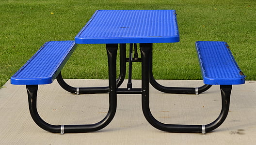 picknick, tabel, afbeelding, ontwerp, blauw, groen