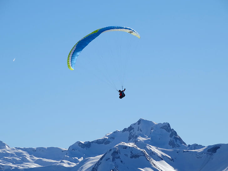 alpine, alpensport, sport, hang gliding, distant view, fly