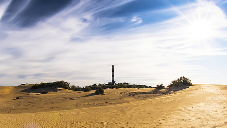 Leuchtturm, Strand, Costa, Natur, Landschaft, Sonne, Horizont