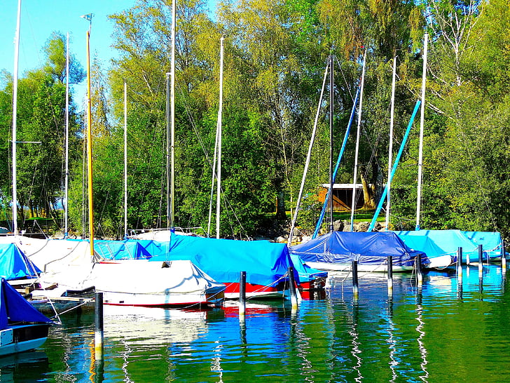 båter, seilbåter, port, Lake, seil, vann, vannsport