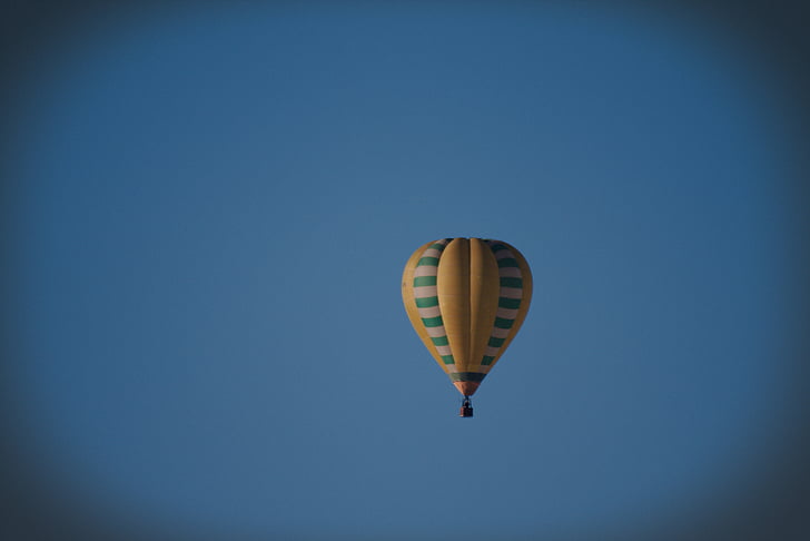 langit, biru, balon, balon udara panas, udara, berkendara, keranjang