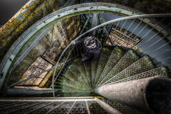 stairs, girl, lost, spooky, young, woman, female