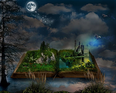 book, manipulation, nature, fantasy, old, clouds, history