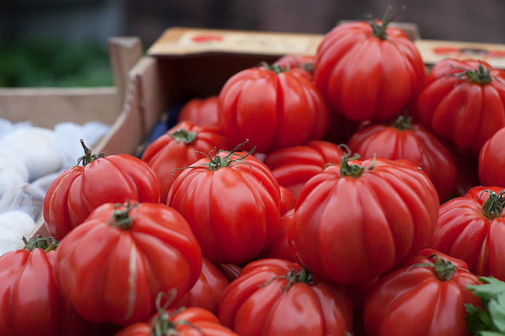 здрави, червен, домати, пазар, готвене, пресни, зеленчуци