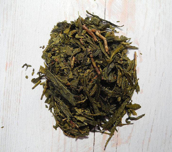 Teeblätter, Grüner Tee, Tee, Teetasse, getrocknete Blätter, Essen, trocken
