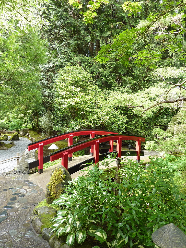 bridge, park, japanese investment, island, red railing