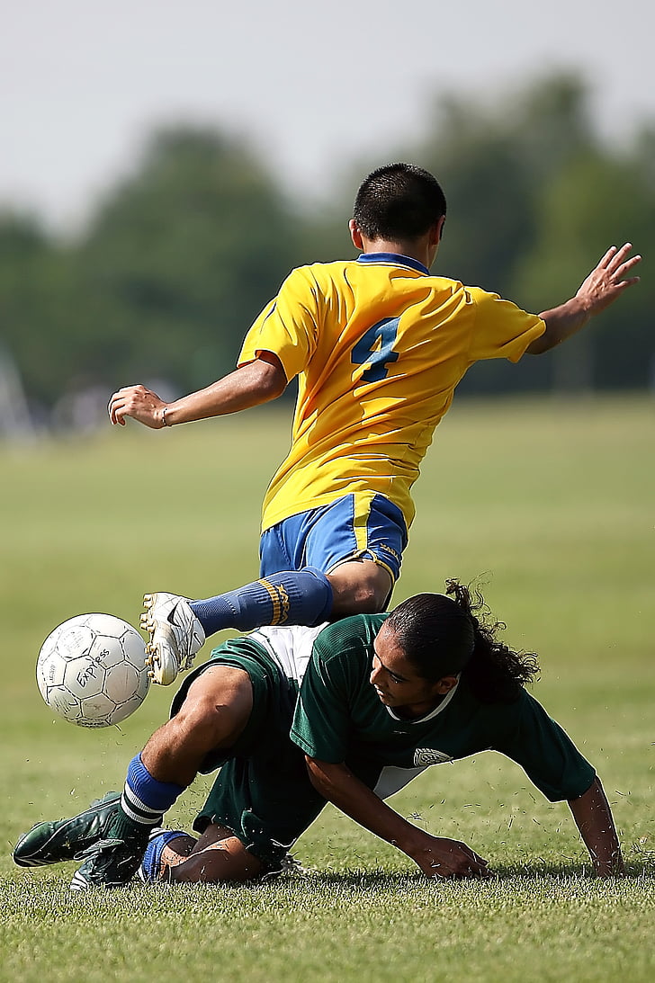 soccer, action, play, game, competition, collision, grass