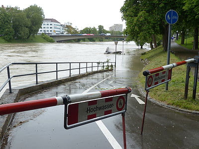 marée haute, route, verrouillé, dommage, dommages dus aux inondations, destruction, Danube
