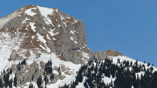 Alpine, Tyrol, tannheimertal, aggenstein, halb kissinger hütte, talvel, lumi
