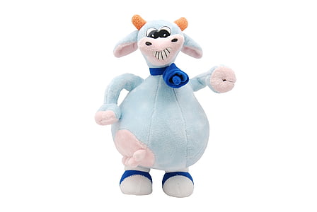 blue, pink, plush, animal, cow, cute, Toy