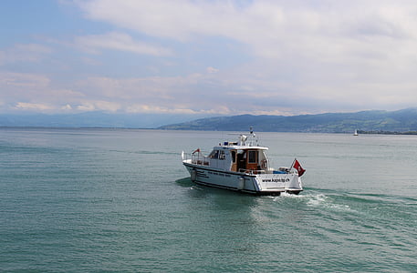skib, Motor skib, seepolizei, Canton politiet thurgau, Bodensøen, Romanshorn, Thurgau