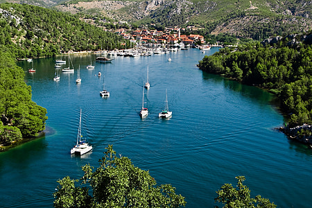 Kroatien, vatten, blå, Europa, sommar, landskap, naturen