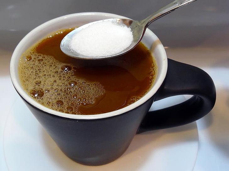 ブラック カップ, コーヒー, 一杯のコーヒー, カフェ, 朝, 飲料, スプーン