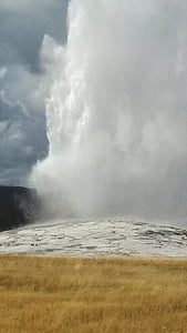 old faithful geyser, geyser, cone geyser, wyoming, yellowstone national park, montana, eruption