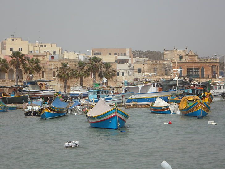 порт, Малта, Marsaxlokk, лодки, рибарски лодки, живописен, цветни