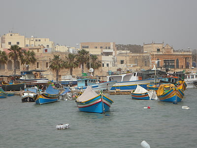 port, Malta, Marsaxlokk, barci, barci de pescuit, pitoresc, colorat