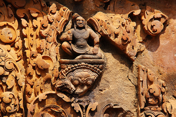 Banteay srei, Temple, voyage, antique, vieux, belle, Angkor wat